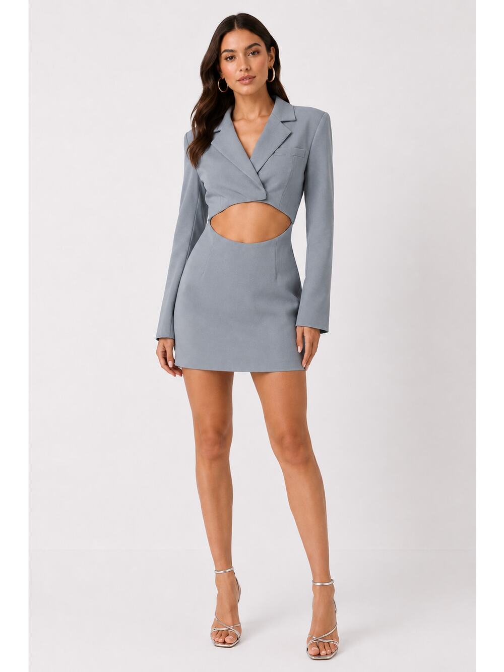 Aria Cove Long Sleeve Cut Out Blazer Mini Dress Womens Size 6 Teal Blue New